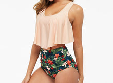 Load image into Gallery viewer, High Waist Cream top 2 Piece Tankini
