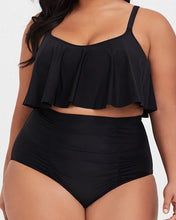 Load image into Gallery viewer, Black High Waist Tankini Plus Size Swimwear
