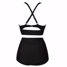 Load image into Gallery viewer, Black Two Piece High Waist Swimwear
