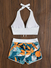 Load image into Gallery viewer, Shorts Blue, White and Brown 2 piece Swimwear
