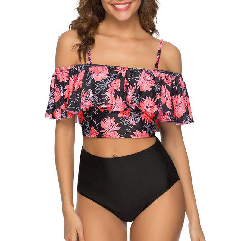 Orange and Black Two Piece Tankini Swimwear