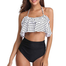 Load image into Gallery viewer, Black and White Polka Dot Tankini
