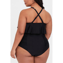 Load image into Gallery viewer, Black High Waist Tankini Plus Size Swimwear
