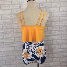 Load image into Gallery viewer, High Waist Plus Size Yellow Blue and White Two Piece Swimwear
