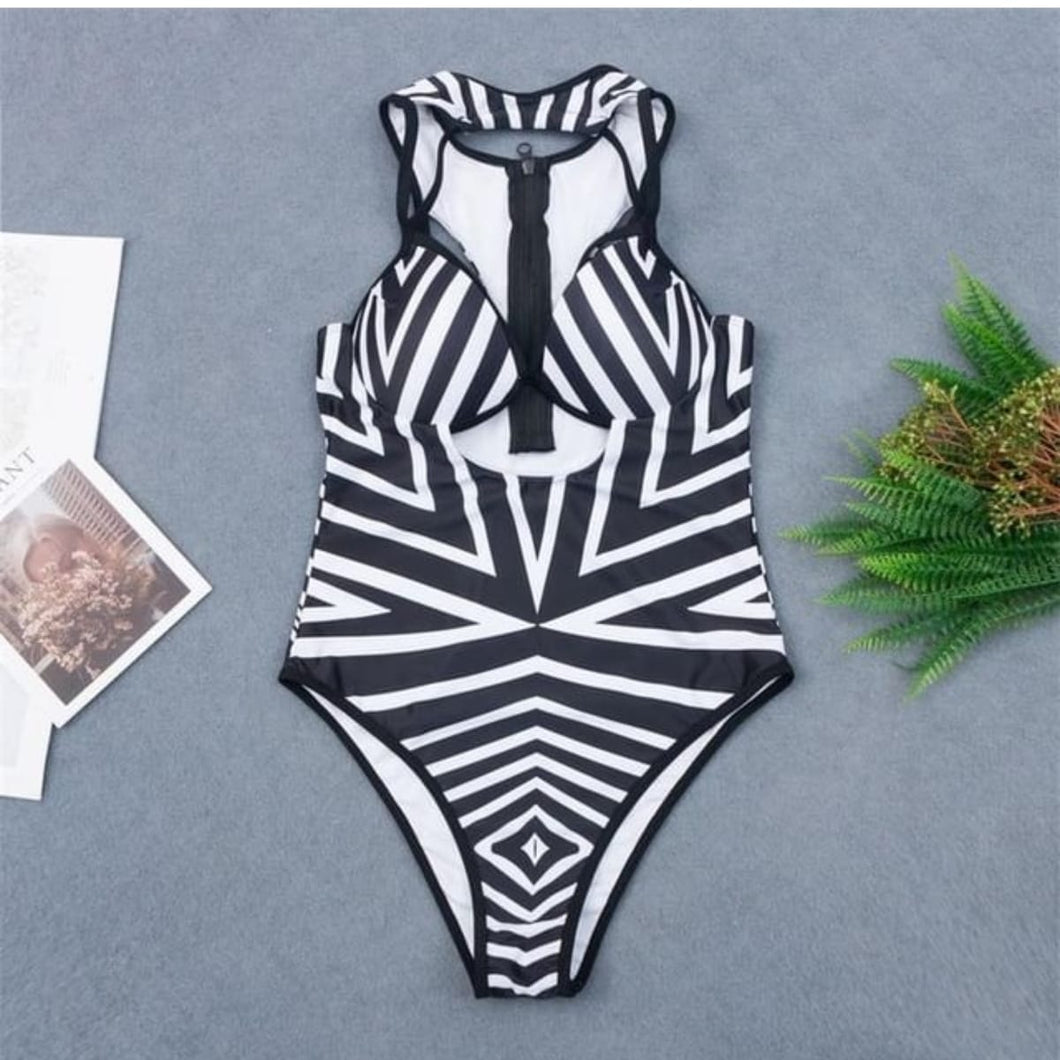 Zebra Print One Piece Swimwear