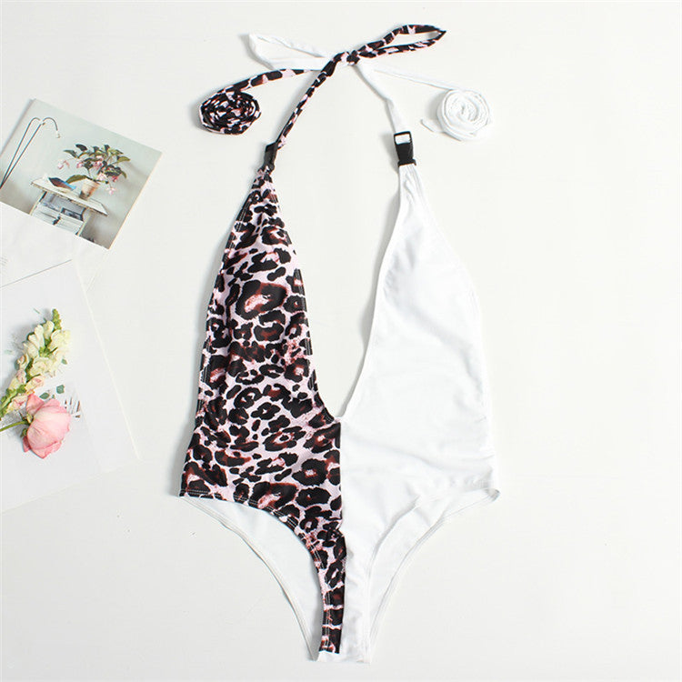 Azania White & Leopard Print Swimsuit